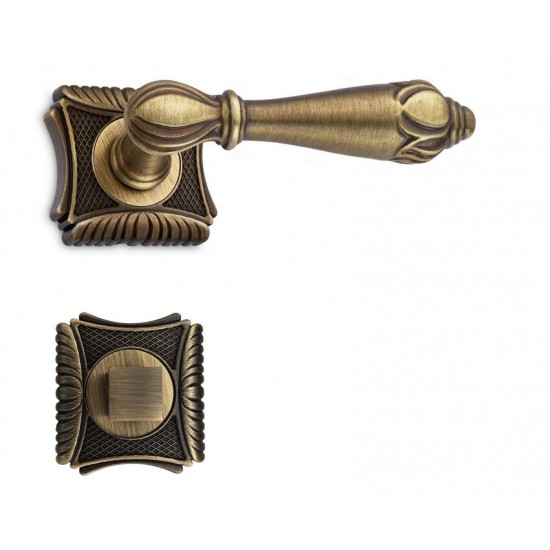 Manere usi INCANTO Q bronz patinat mat cu rozeta wc