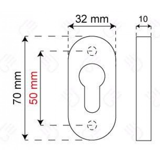 Manere usi + buton fix Rondo (Jowisz) inox rozeta ovala yala