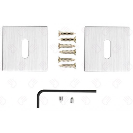 Set rozete crom satin patrate cheie