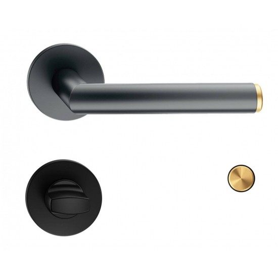 Manere usi NOVA DUO negru auriu mat cu rozeta SUPER SLIM wc