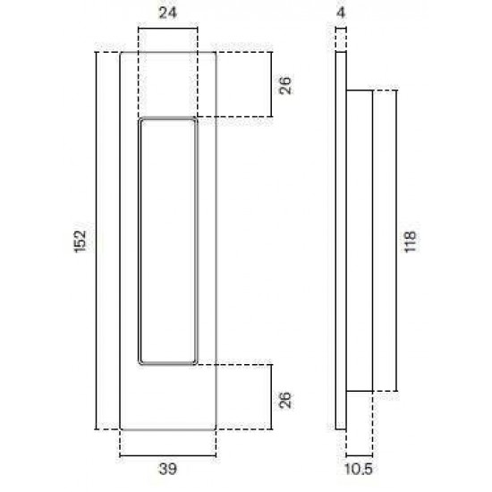Maner ingropat dreptunghiular crom satin ( Enger )