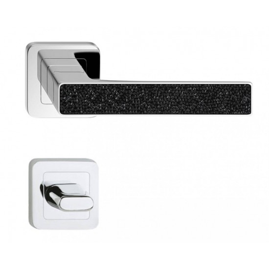 Manere usi Deco crom lucios cristale negre cu rozeta wc